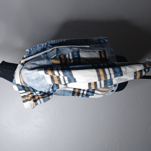 Denim & Plaid Hooded Jacket - Picture 2 of 7